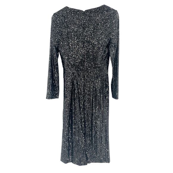 MAC DUGGAL Dress Size 6 Evening Gown Sequin Black Gunmetal NEW Midi V Neck - Picture 7 of 8